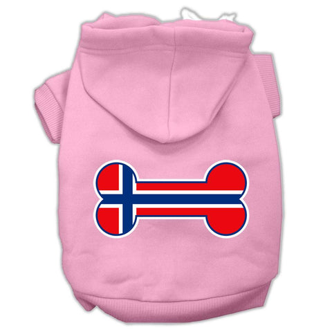 Bone Shaped Norway Flag Screen Print Pet Hoodies Light Pink Size XL (16)