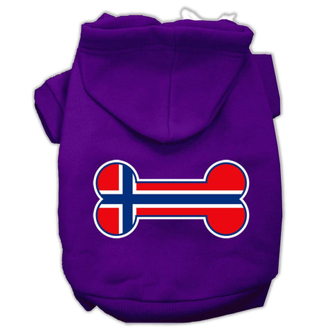 Bone Shaped Norway Flag Screen Print Pet Hoodies Purple Size XL (16)