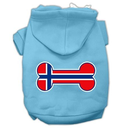 Bone Shaped Norway Flag Screen Print Pet Hoodies Baby Blue XXL (18)