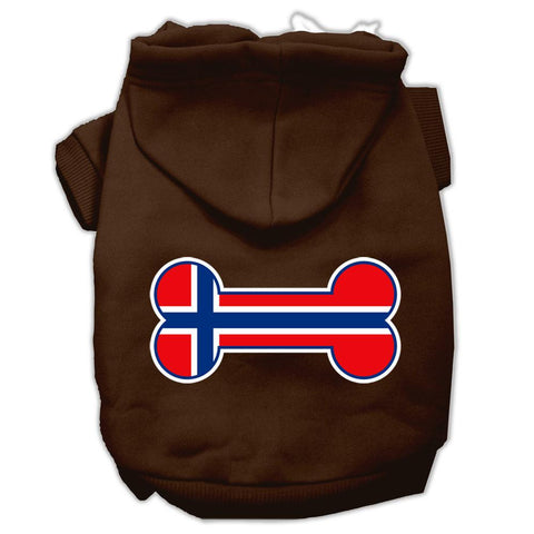 Bone Shaped Norway Flag Screen Print Pet Hoodies Brown XXL (18)