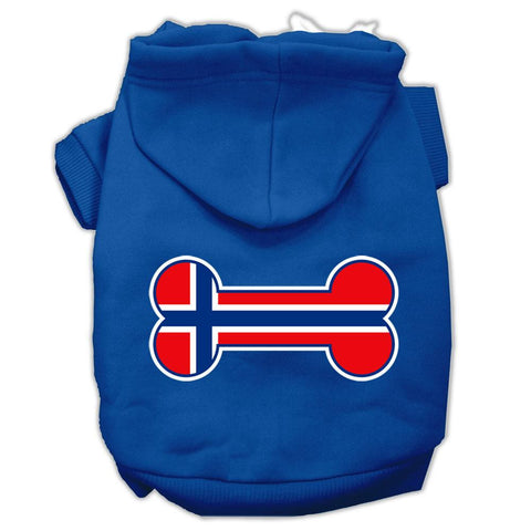 Bone Shaped Norway Flag Screen Print Pet Hoodies Blue XXXL(20)