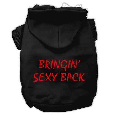 Bringin' Sexy Back Screen Print Pet Hoodies Black Size XS (8)