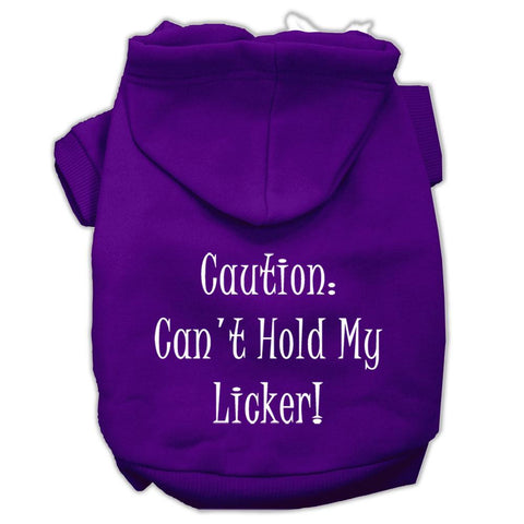 Can't Hold My Licker Screen Print Pet Hoodies Purple Size Sm (10)