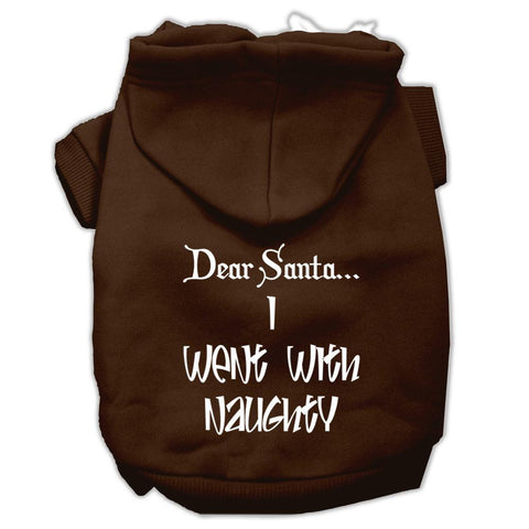 Dear Santa I Went with Naughty Screen Print Pet Hoodies Brown Size Sm (10)