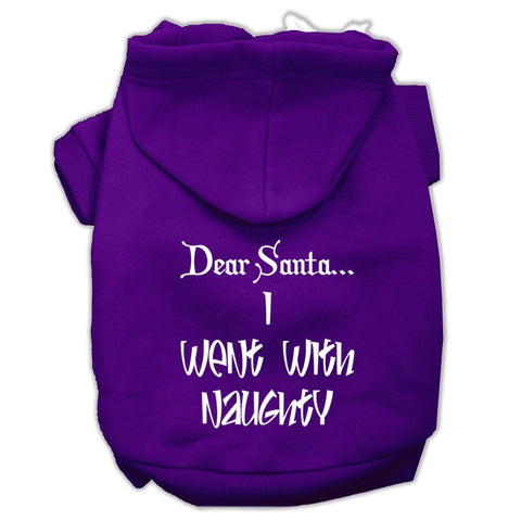 Dear Santa I Went with Naughty Screen Print Pet Hoodies Purple Size XL (16)