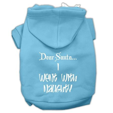 Dear Santa I Went with Naughty Screen Print Pet Hoodies Baby Blue Size XXL (18)