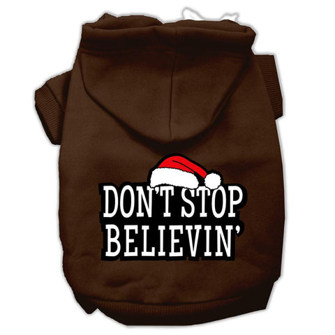 Don't Stop Believin' Screenprint Pet Hoodies Brown Size L (14)