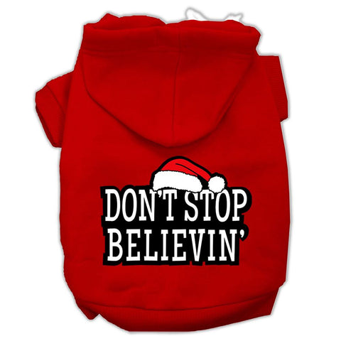 Don't Stop Believin' Screenprint Pet Hoodies Red Size L (14)