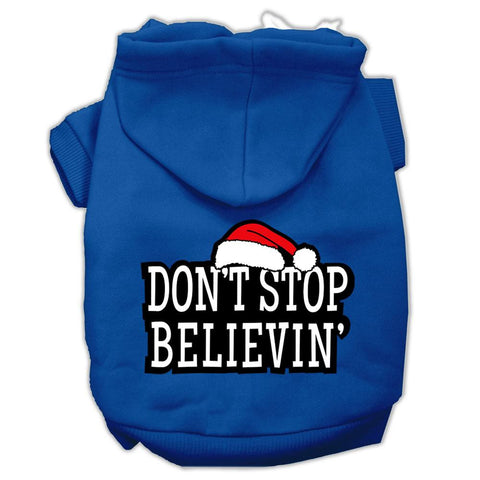 Don't Stop Believin' Screenprint Pet Hoodies Blue Size XXL (18)