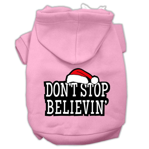 Don't Stop Believin' Screenprint Pet Hoodies Light Pink Size XXL (18)