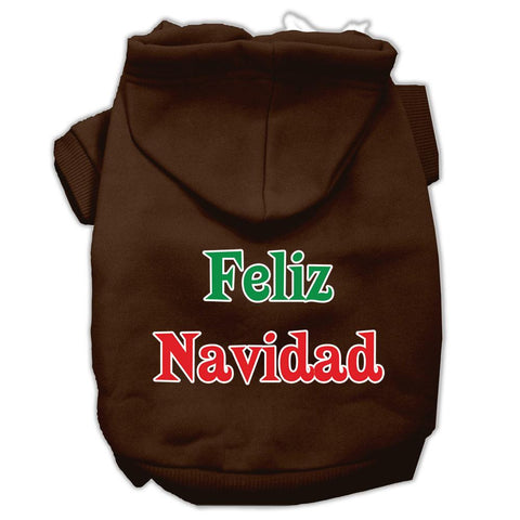 Feliz Navidad Screen Print Pet Hoodies Brown L (14)