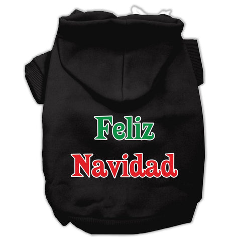 Feliz Navidad Screen Print Pet Hoodies Black M (12)