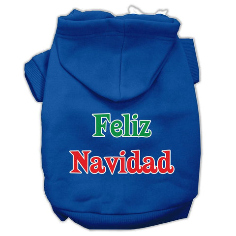 Feliz Navidad Screen Print Pet Hoodies Blue XS (8)