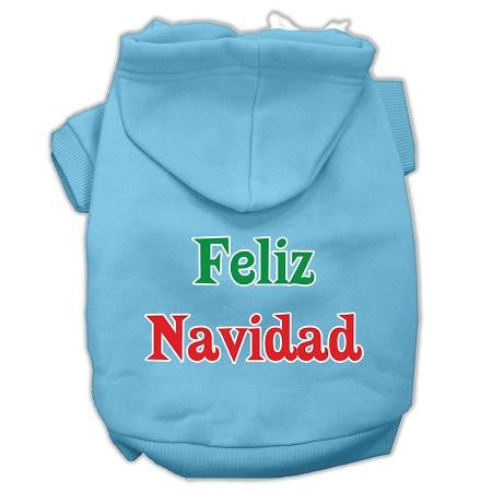 Feliz Navidad Screen Print Pet Hoodies Baby Blue XXXL(20)