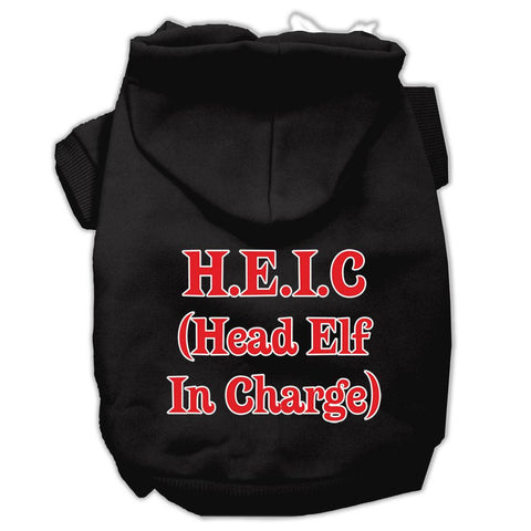 Head Elf In Charge Screen Print Pet Hoodies Black Size Med (12)