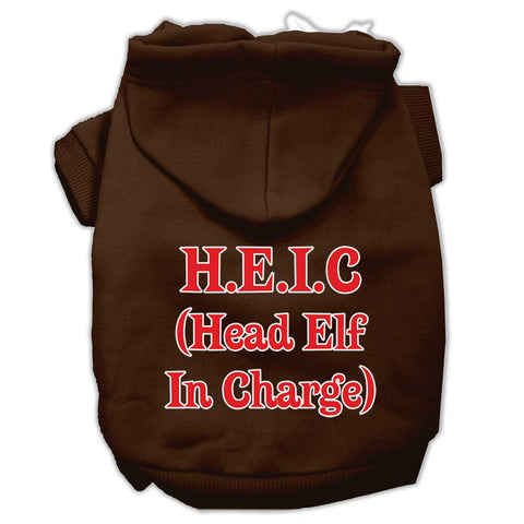 Head Elf In Charge Screen Print Pet Hoodies Brown Size XXXL (20)