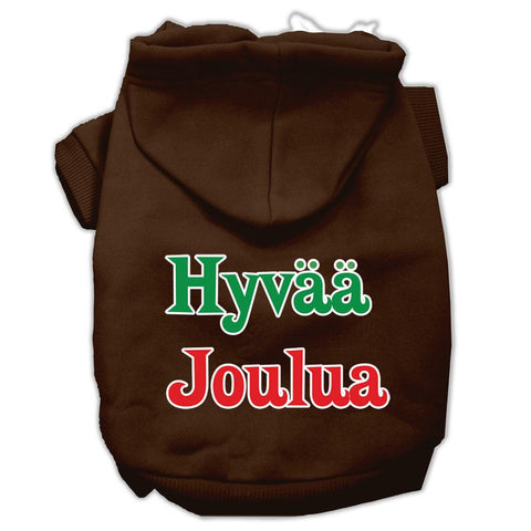 Hyvaa Joulua Screen Print Pet Hoodies Brown L (14)