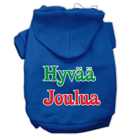 Hyvaa Joulua Screen Print Pet Hoodies Blue XL (16)