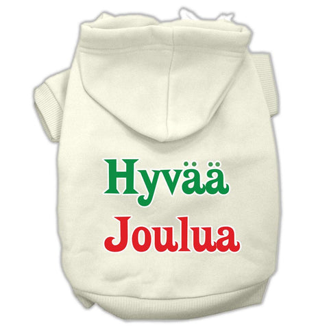 Hyvaa Joulua Screen Print Pet Hoodies Cream Size XS (8)