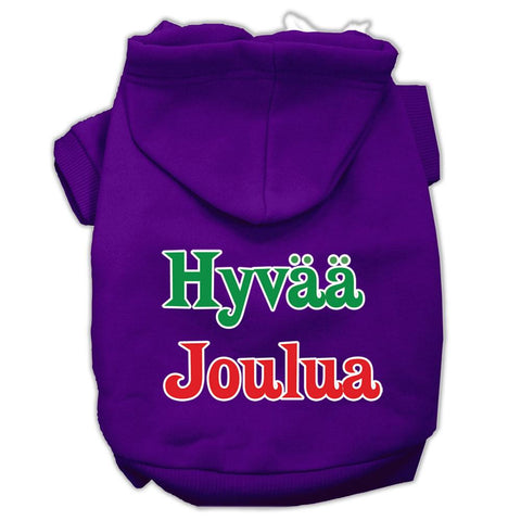 Hyvaa Joulua Screen Print Pet Hoodies Purple XS (8)