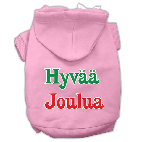 Hyvaa Joulua Screen Print Pet Hoodies Light Pink XXXL(20)