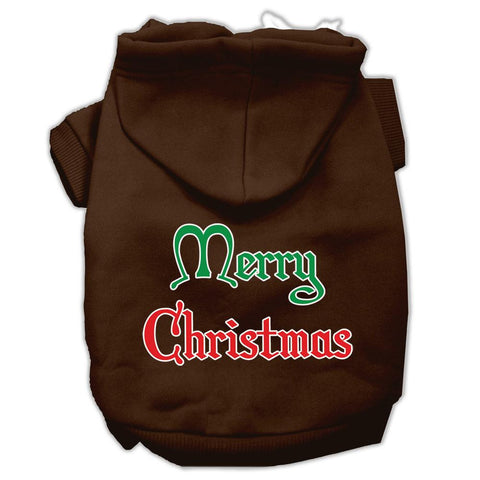 Merry Christmas Screen Print Pet Hoodies Brown Size Lg (14)