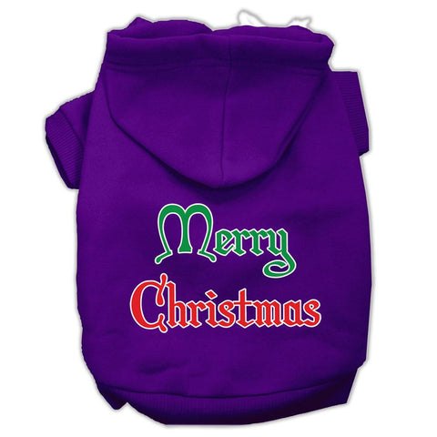 Merry Christmas Screen Print Pet Hoodies Purple Size Sm (10)