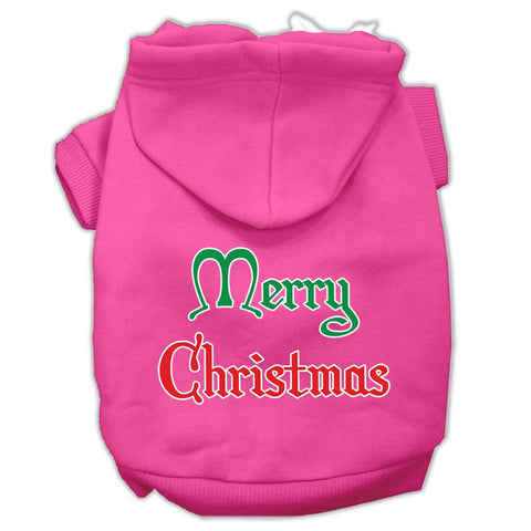 Merry Christmas Screen Print Pet Hoodies Bright Pink Size XS (8)