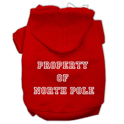 Property of North Pole Screen Print Pet Hoodies Red Size L (14)