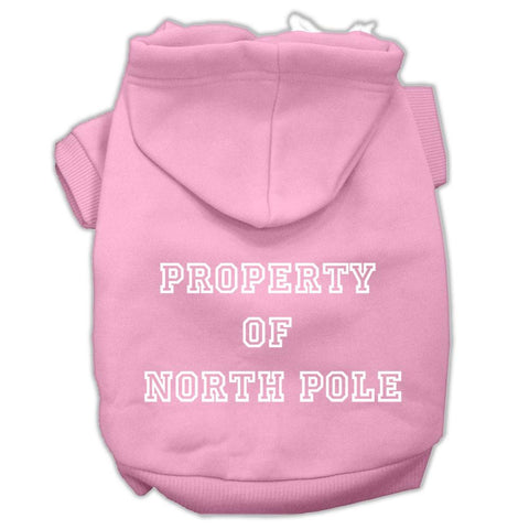 Property of North Pole Screen Print Pet Hoodies Pink Size XL (16)