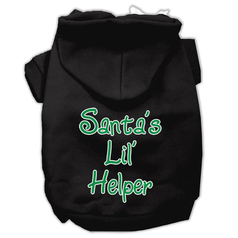 Santa's Lil' Helper Screen Print Pet Hoodies Black Size Med (12)