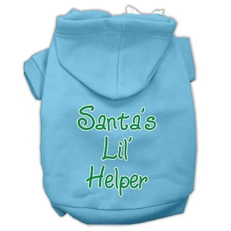 Santa's Lil' Helper Screen Print Pet Hoodies Baby Blue Size XL (16)