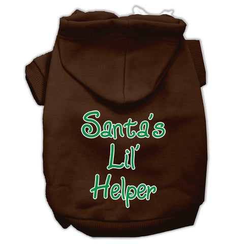 Santa's Lil' Helper Screen Print Pet Hoodies Brown Size XL (16)