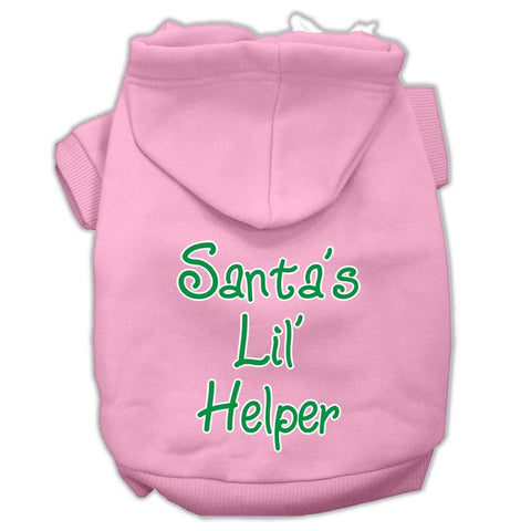 Santa's Lil' Helper Screen Print Pet Hoodies Light Pink Size XL (16)