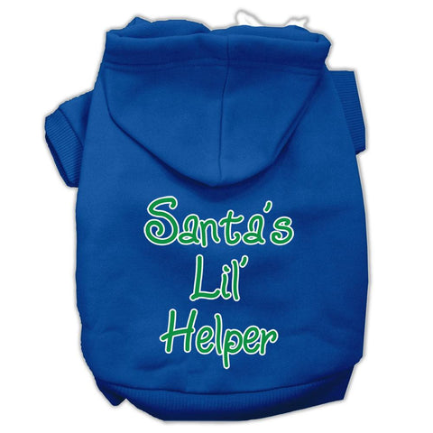 Santa's Lil' Helper Screen Print Pet Hoodies Blue Size XS (8)