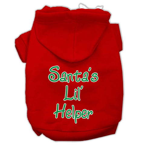 Santa's Lil' Helper Screen Print Pet Hoodies Red Size XS (8)