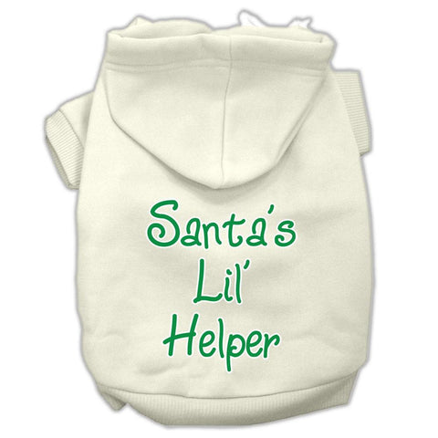 Santa's Lil' Helper Screen Print Pet Hoodies Cream Size XXXL (20)