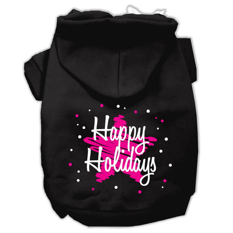 Scribble Happy Holidays Screenprint Pet Hoodies Black Size L (14)