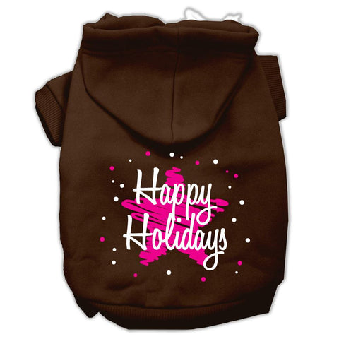 Scribble Happy Holidays Screenprint Pet Hoodies Brown Size XXL (18)