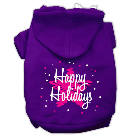 Scribble Happy Holidays Screenprint Pet Hoodies Purple Size XXL (18)