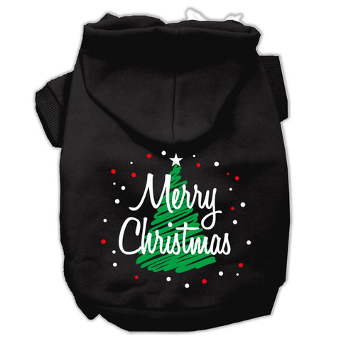 Scribbled Merry Christmas Screenprint Pet Hoodies Black Size L (14)