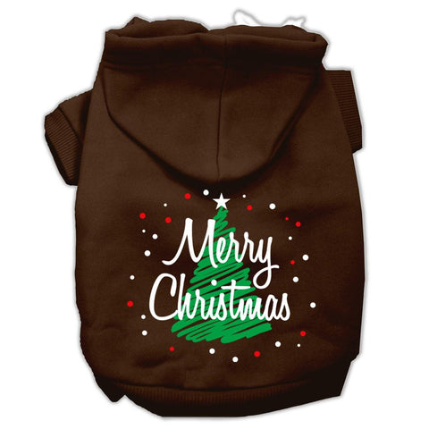 Scribbled Merry Christmas Screenprint Pet Hoodies Brown Size L (14)