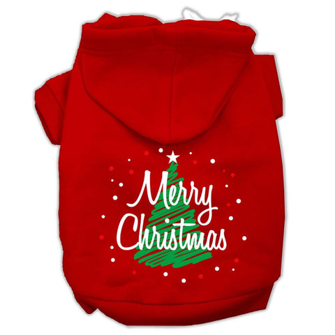 Scribbled Merry Christmas Screenprint Pet Hoodies Red Size S (10)