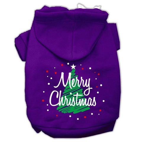 Scribbled Merry Christmas Screenprint Pet Hoodies Purple Size XXXL (20)