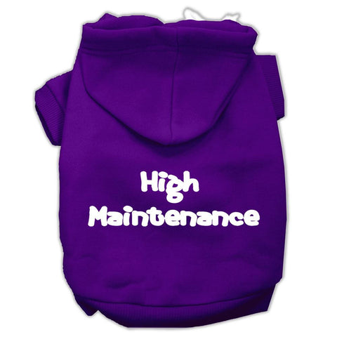 High Maintenance Screen Print Pet Hoodies Purple Size XL (16)