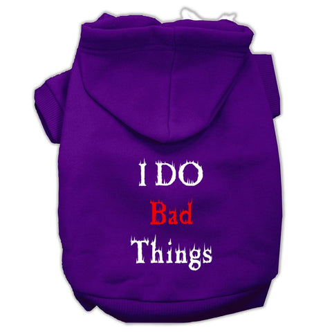 I Do Bad Things Screen Print Pet Hoodies Purple Size XL (16)