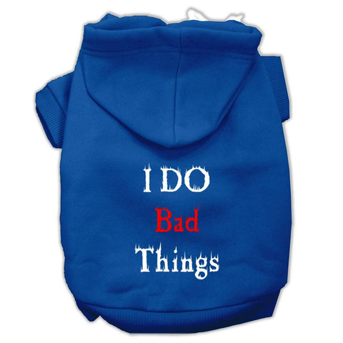 I Do Bad Things Screen Print Pet Hoodies Blue XXXL(20)