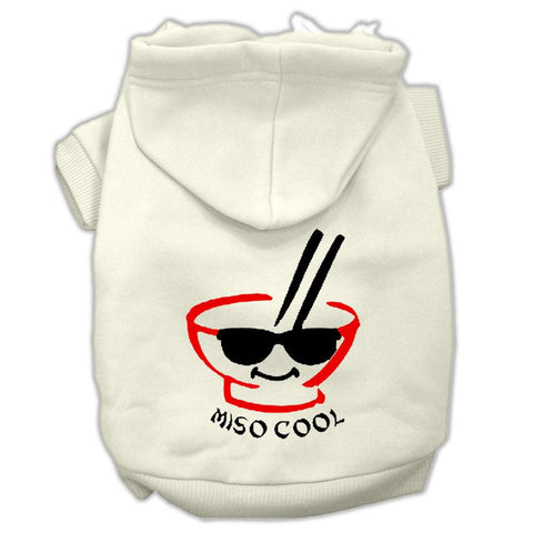 Miso Cool Screen Print Pet Hoodies Cream Size XL (16)