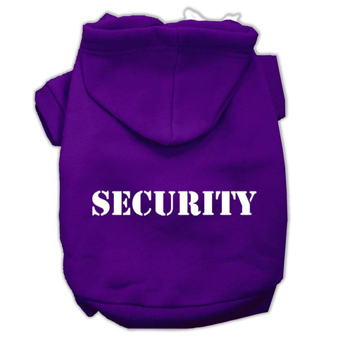 Security Screen Print Pet Hoodies Purple Size w- Cream Size text Lg (14)