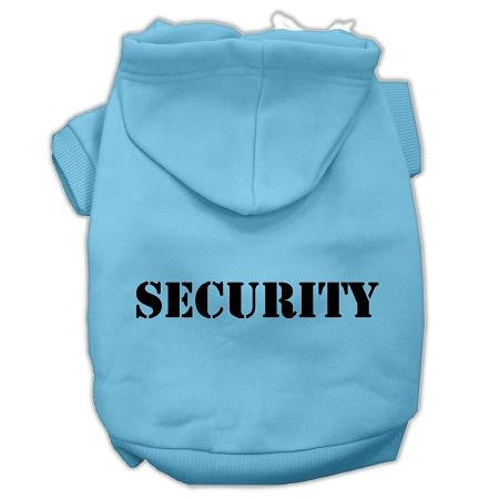 Security Screen Print Pet Hoodies Baby Blue Size w- Black Size text XL (16)